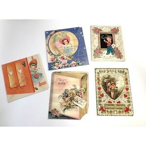 5 Vintage Valentine's Day cards- vintage Valentine's Day decor